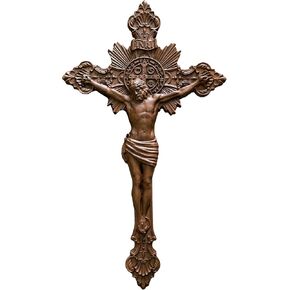 BGCOPPER Saint Benedict Crucifix Wall Cross, Wooden Jesus Cross for Wall, Catholic Crucifix for Wall, St Benedict Cross Wall Decor for Home Easter (10 Inch) in Kuwait