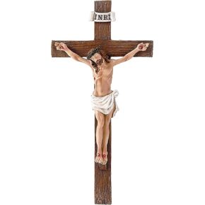 XUEMEKO Crucifix Wall Cross, 10.3" H Catholic Crucifix for Wall, Resin Jesus Cross Home Decor, Handcrafted Crucifijos Catolicos, Religious Wall Decor for Home Altar Church Gift in Kuwait