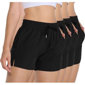 Winvote 4 Pack 3" Womens Athletic Shorts Basic Gym Workout Shorts Quick Dry Lightweight Running Shorts with Pockets in Saudi Arabia