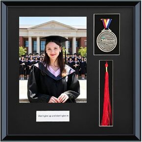 2026 Picture Frame Shadow Box,16.9"X16.9"Graduation Tassel Frame,8X10 Graduation Picture Frame,Wooden Medal Display with Personalized Signaturefor,High Definition Glass,Black. in Saudi Arabia