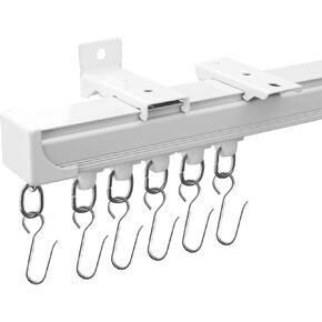 MaKefeile Ceiling Curtain Tracks 9FT,Curtain Track Wall Mount,Ceiling Mounted Sliding Door Curtains Rails Outdoor Extra Long Curtains Rod Room Divider Track for Living Bedroom with Hooks,White in Saudi Arabia