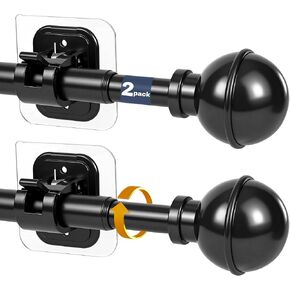 Adhesive Curtain Rod No Drilling for Windows 27 to 84",Renter Friendly No Drill Adjustable Rod, 5/8 Inch Diameter Easy Install Non Screw Screwless Apartment Rods with Stick on Bracket Holder 2-Pack in Saudi Arabia