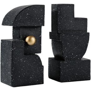 Bookend Support Resin Bookends - Heavy Duty Book Ends Decor for Living Room, Bedroom, Office Bookends(Black) in Saudi Arabia