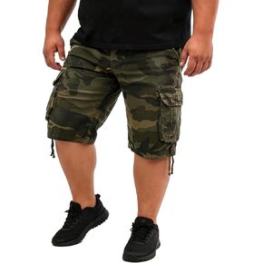 Men's Camo Cargo Shorts Multi-Pocket Cotton Washed Durable Shorts for Casual Hiking Camping in Saudi Arabia