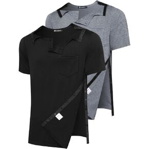 2 Pack Shoulder Surgery Shirts for Men, Side Snap Post Surgery Recovery Shirt for Rotator Cuff & Shoulder Replacement in Saudi Arabia