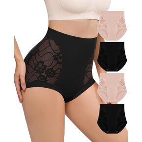 Women's Underwear High Waisted Lace Panties Nylon Soft Full Coverage Breathable Ladies Briefs 4 Pack in Kuwait