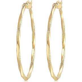 14K Gold Hoop Earring for Women Earrings Hoops Twisted 14 Karat Earrings Gold Jewelry Lightweight 30 MM,40 MM in Saudi Arabia
