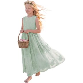 Boho Flower Girl Dress Lace Embroidered Ruffle Maxi Dress Beach Wedding Summer Holiday Communion Beach Gown in Saudi Arabia