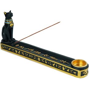 OwMell Egyptian Incense Holder for Sticks, Egyptian Cone Incense Burner with Ash Catcher, Incense Tray for Sticks 10" - Egyptian Cat in Saudi Arabia