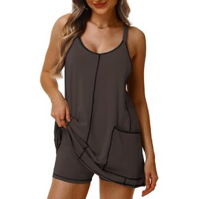 Athletic Sleeveless Mini Dress for Women Summer Sundress Spaghetti Strap Short Tennis Dress with Pockets in Saudi Arabia