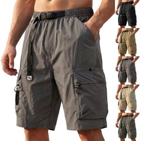 Men's Cargo Shorts Casual Drawstring Elastic Waist Athletic Workout Quick Dry Hiking Work Shorts with Multi Pockets in Saudi Arabia