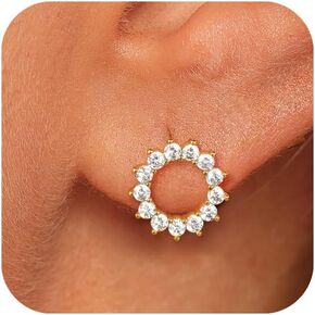 Gold Earrings for Women Trendy 14K Gold/Silver Plated Stud Earrings Sterling Silver Post Minimalist Simple Dainty Stud Earring Hypoallergenic Earring for Women Jewelry Gifts in Saudi Arabia