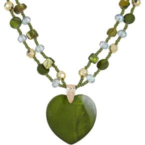 Elisheva Chunky Heart Necklace for Women Colorful Shell Heart Pendant and Beaded Choker Necklace Fashion Statement Chunky Jewelry in Saudi Arabia