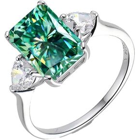 4ct الأخضر مويسانيتي خاتم النساء خواتم الذكرى S925 الفضة 8x10 مللي متر قطع الجليد كبير مويسانيتي الماس خواتم الخلود مجوهرات in Saudi Arabia