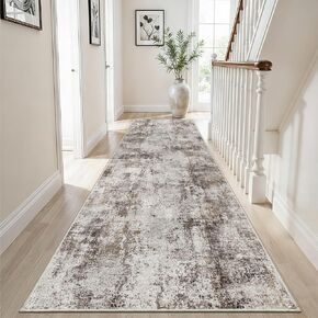 3x10 Washable Runner Rug for Hallrway: Non Slip Runners Rugs Easy-to-Clean - Soft Living Room Bedroom Kitchen Carpet - Thin Low Pile Printed Floor Runners - Pinkish Beige Brown in Saudi Arabia