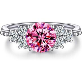 Gorgeous 2ct Moissanite Ring for Women 8MM Laboratory Diamonds S925 Silver Anniversary Rings Jewelry in Kuwait