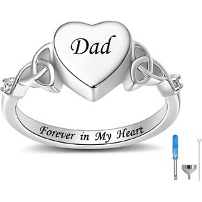 Heart Cremation Ring for Ashes: Forever in My Heart Carved Urn Keepake Rings Memorial Jewelry for Family and Father in Saudi Arabia