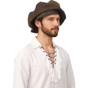 Medieval Tudor Beret Flat Cap Renaissance Costume Accessory for Men and Women in Saudi Arabia