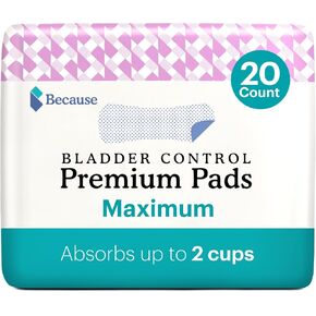 Because Incontinence Pads for Women - Maximum Absorbency, Postpartum Liners, Up to 100% Leak-Free Protection, Discreet Protection for Bladder Leaks, 20 Count in Saudi Arabia