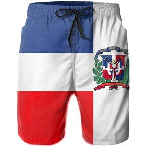 SARA NELL Men's Swim Trunks Dominican Republic Flag Surfing Beach Board Shorts Swimwear White in Saudi Arabia