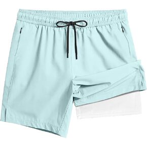 ABSECAI Men's Swim Trunk 4" with Compression Liner 4 Inch Quick Dry Board Shorts Zipper Pocket in Saudi Arabia