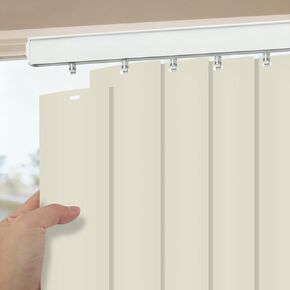 Cordless Custom 100% Blackout Vinyl/PVC Vertical Blinds, Room Divider, Door Blinds, Blinds for Sliding Glass Doors, Temporary Wall, Room Door, Closet Curtain, White in Kuwait