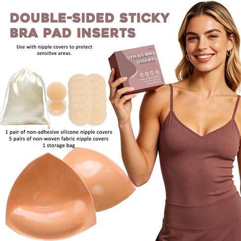 Double Sided Sticky Bra Inserts, Invisible Adhesive Bra Pads, Seamless Push Up Breast Enhancers for Bras, Bikini in Saudi Arabia