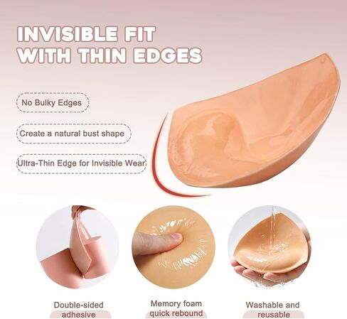 Double Sided Sticky Bra Inserts, Invisible Adhesive Bra Pads, Seamless Push Up Breast Enhancers for Bras, Bikini in Saudi Arabia
