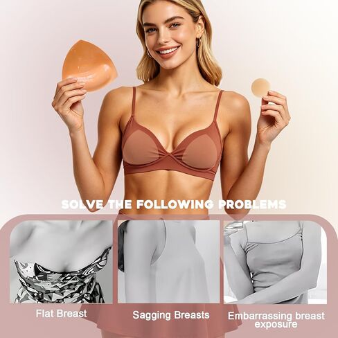 Double Sided Sticky Bra Inserts, Invisible Adhesive Bra Pads, Seamless Push Up Breast Enhancers for Bras, Bikini in Saudi Arabia