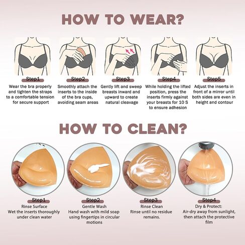Double Sided Sticky Bra Inserts, Invisible Adhesive Bra Pads, Seamless Push Up Breast Enhancers for Bras, Bikini in Saudi Arabia