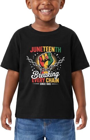 تي شيرتات للأطفال الصغار Juneteenth للأولاد والبنات قميص Freedom 1865 بأكمام قصيرة من القطن 2T-8T in Kuwait