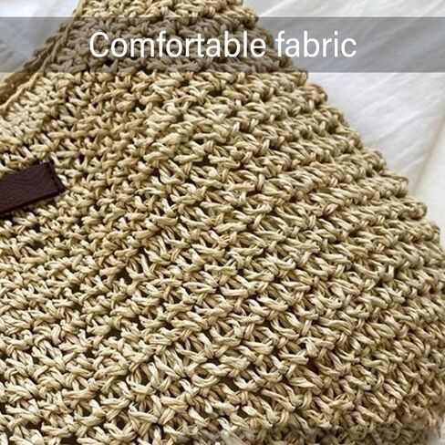 Straw Woven Shoulder Bags Travel Handbags Women(Coffee) in Kuwait