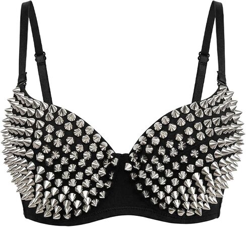 Women's Spiked Studded Punk Goth Rivet Bustier Corset Crop Tops with Spaghetti Straps in Saudi Arabia