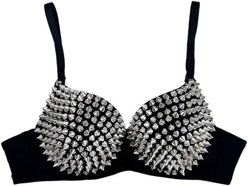 Women's Spiked Studded Punk Goth Rivet Bustier Corset Crop Tops with Spaghetti Straps in Saudi Arabia