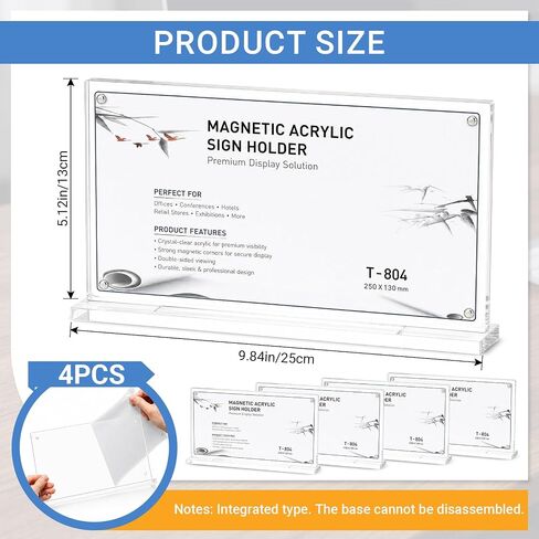 4 Pack Acrylic Business License Frame for 4x9 Business License Certificate Desk/table Top Display, Clear Certificate Holder Panoramic Photograph Picture Frame, 4x10 Inch in Saudi Arabia