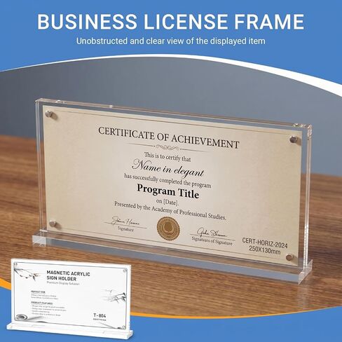 4 Pack Acrylic Business License Frame for 4x9 Business License Certificate Desk/table Top Display, Clear Certificate Holder Panoramic Photograph Picture Frame, 4x10 Inch in Saudi Arabia