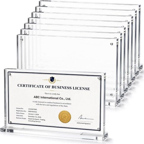 4 Pack Acrylic Business License Frame for 4x9 Business License Certificate Desk/table Top Display, Clear Certificate Holder Panoramic Photograph Picture Frame, 4x10 Inch in Saudi Arabia