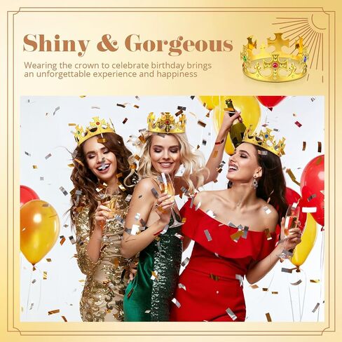 Quelay 36 Pcs King Crown Gold Adjustable Royal Prince Jeweled Crown Medieval for Party Birthday Royal Costume Cosplay Fun in Kuwait