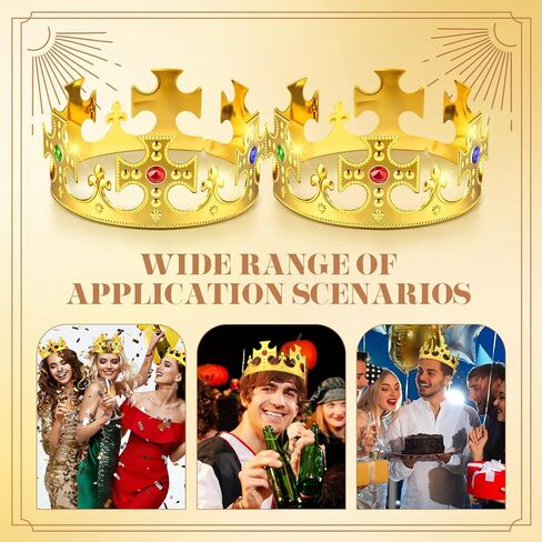 Quelay 36 Pcs King Crown Gold Adjustable Royal Prince Jeweled Crown Medieval for Party Birthday Royal Costume Cosplay Fun in Kuwait