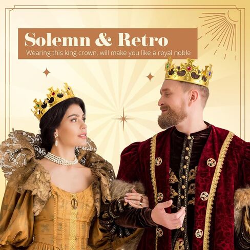 Quelay 36 Pcs King Crown Gold Adjustable Royal Prince Jeweled Crown Medieval for Party Birthday Royal Costume Cosplay Fun in Kuwait