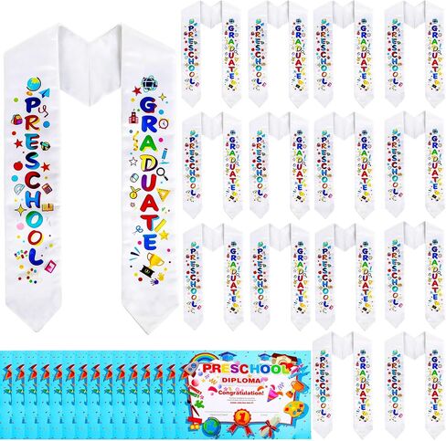 15 Pieces Preschool Graduation Stole Printed Graduation Sash with 15 Pcs Diploma Graduation Sash Diploma for Unisex in Saudi Arabia