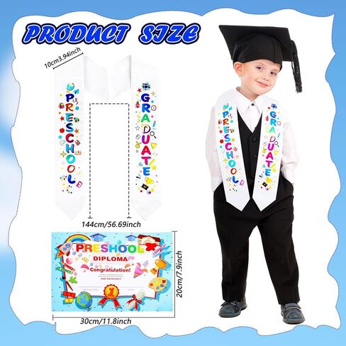 15 Pieces Preschool Graduation Stole Printed Graduation Sash with 15 Pcs Diploma Graduation Sash Diploma for Unisex in Saudi Arabia