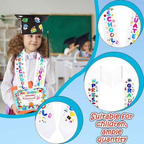 15 Pieces Preschool Graduation Stole Printed Graduation Sash with 15 Pcs Diploma Graduation Sash Diploma for Unisex in Saudi Arabia
