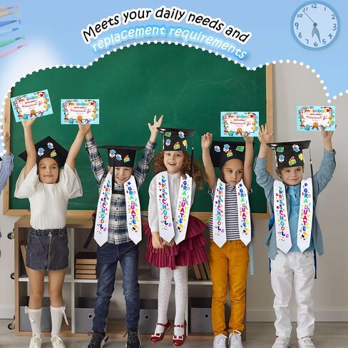 15 Pieces Preschool Graduation Stole Printed Graduation Sash with 15 Pcs Diploma Graduation Sash Diploma for Unisex in Saudi Arabia