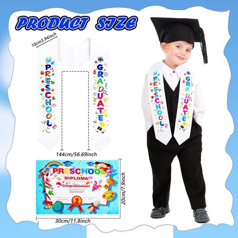 15 Pieces Preschool Graduation Stole Printed Graduation Sash with 15 Pcs Diploma Graduation Sash Diploma for Unisex in Saudi Arabia