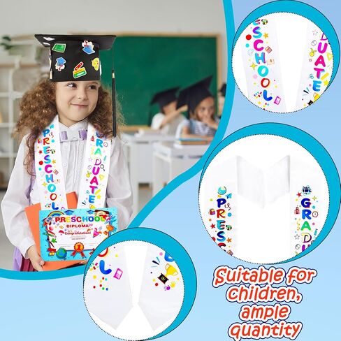 15 Pieces Preschool Graduation Stole Printed Graduation Sash with 15 Pcs Diploma Graduation Sash Diploma for Unisex in Saudi Arabia