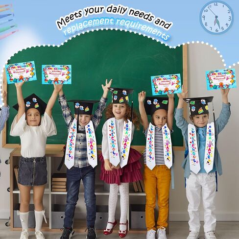15 Pieces Preschool Graduation Stole Printed Graduation Sash with 15 Pcs Diploma Graduation Sash Diploma for Unisex in Saudi Arabia