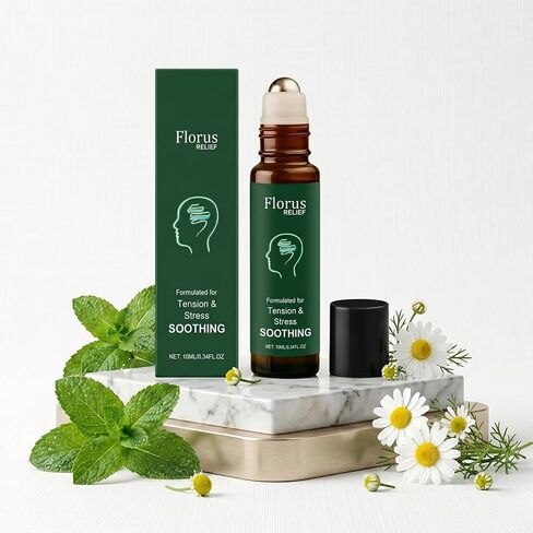 Florus Relief Roll On, Soothing Essential Oil with Peppermint, Soothes Head, Neck and Shoulders in Kuwait