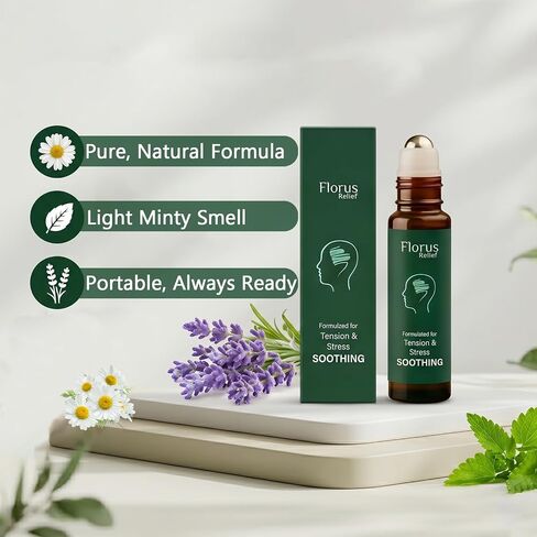 Florus Relief Roll On, Soothing Essential Oil with Peppermint, Soothes Head, Neck and Shoulders in Kuwait