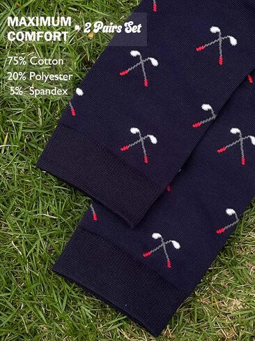 Funny Golf Socks for Men - 2 Pairs Pack Crew Socks - Golfing Gift for Dad Grandpa Husband, Humor Christmas Birthday Father's Day Gag Gifts, Size 9-12 in Saudi Arabia